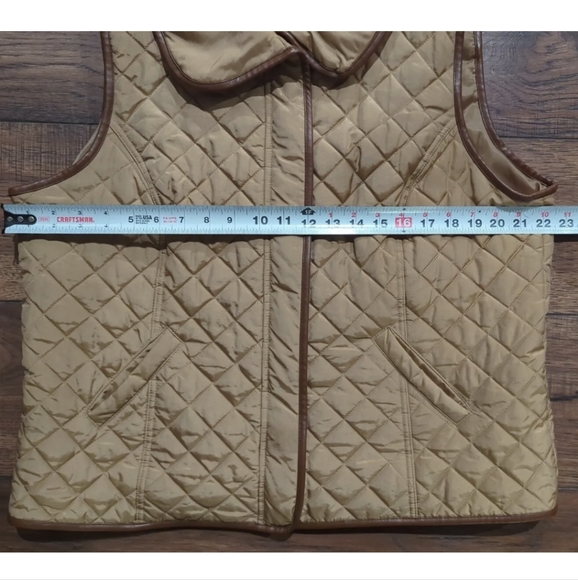 Jones New York Signature Fall Camel Quilted Puffer Vest Size XL Button & Zip. - Picture 6 of 13